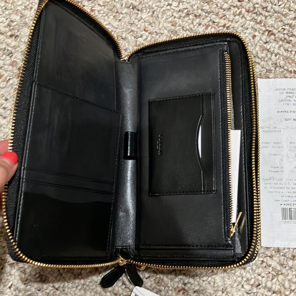 coach Double Zip Travel Wallet In Signature Canvas F23552 Brown and Black - Picture 7 of 15